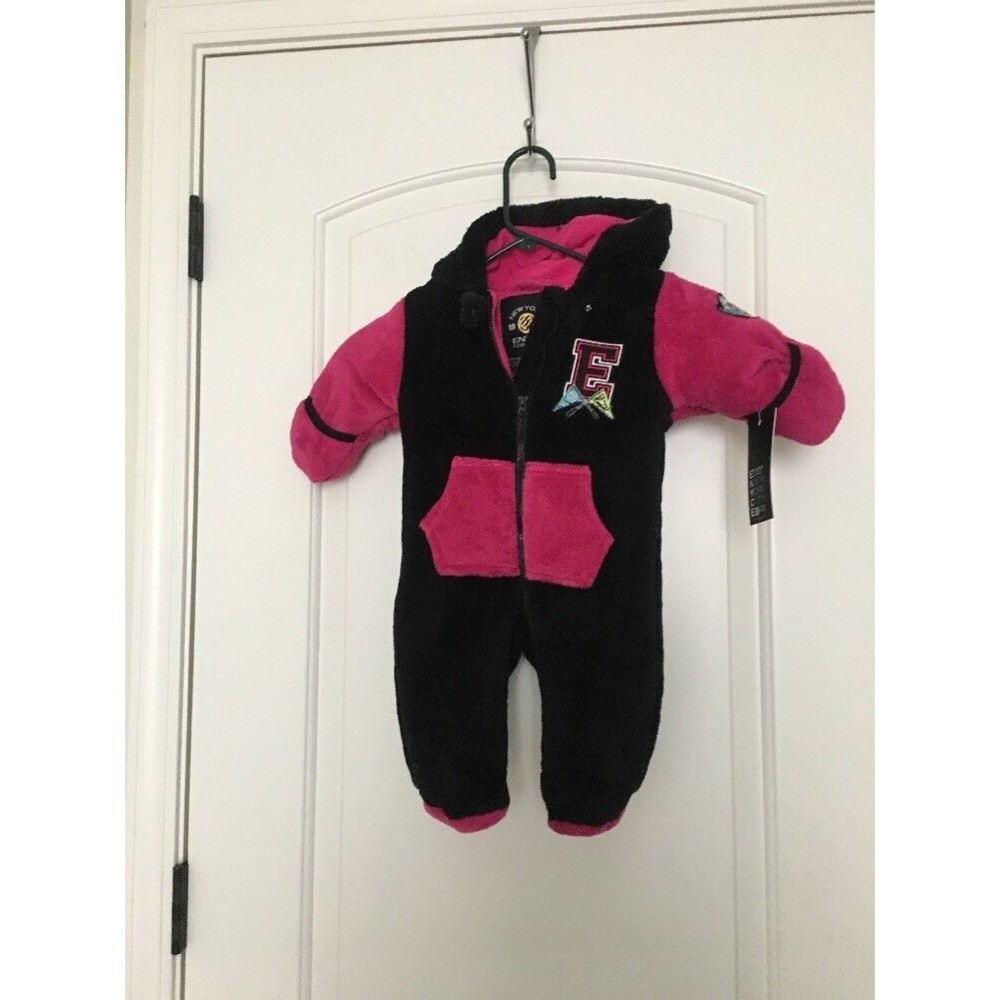 Enyce New York 1996 Baby Girls Fleece SnowSuit Lined Size 0/3 Months Black Pink